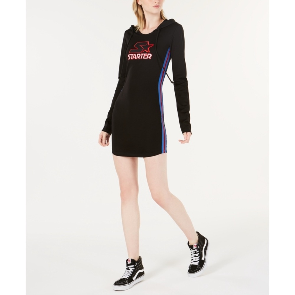 Starter Black Label Long Sleeve Hooded Dress Large